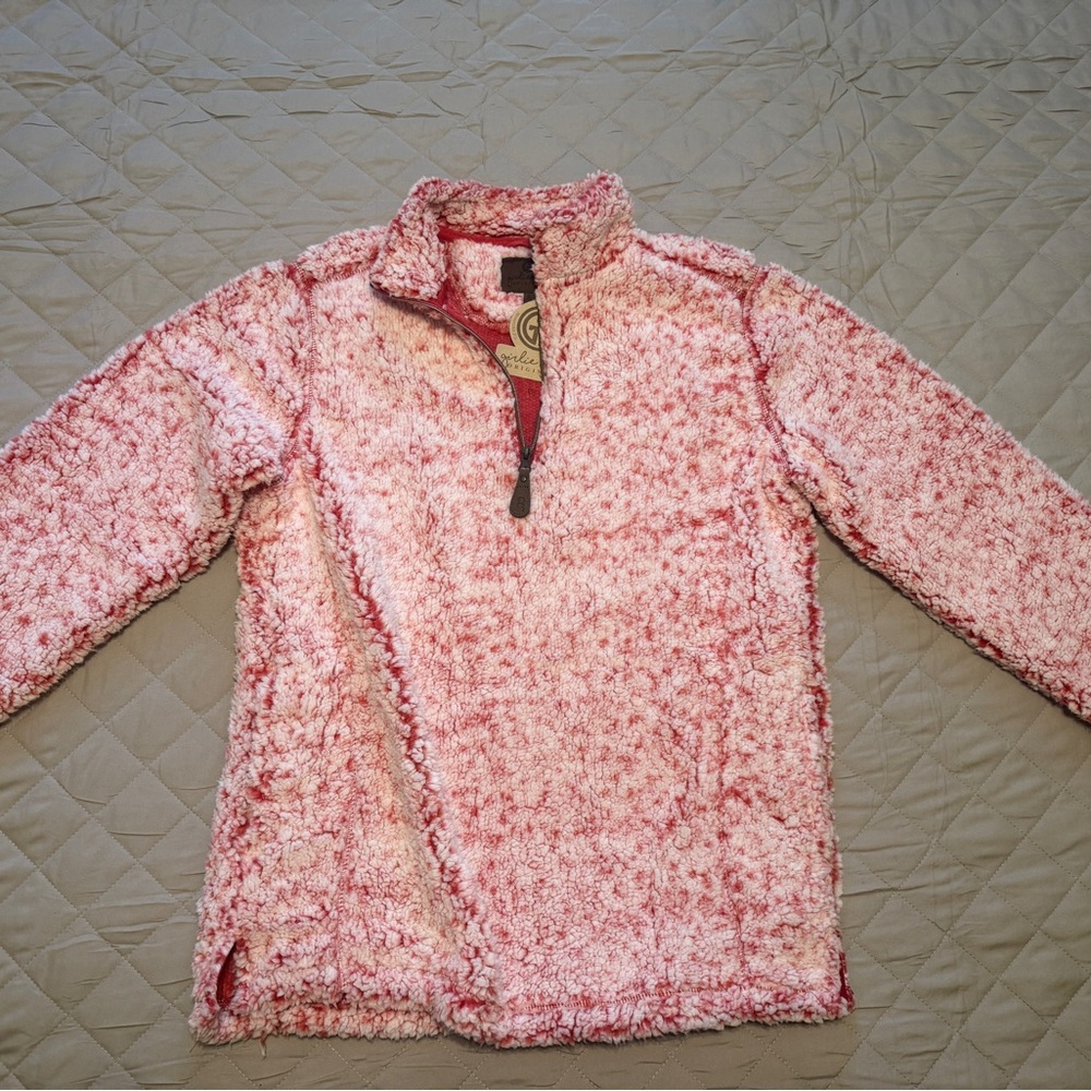 Cozy Red and White Fleece Pullover